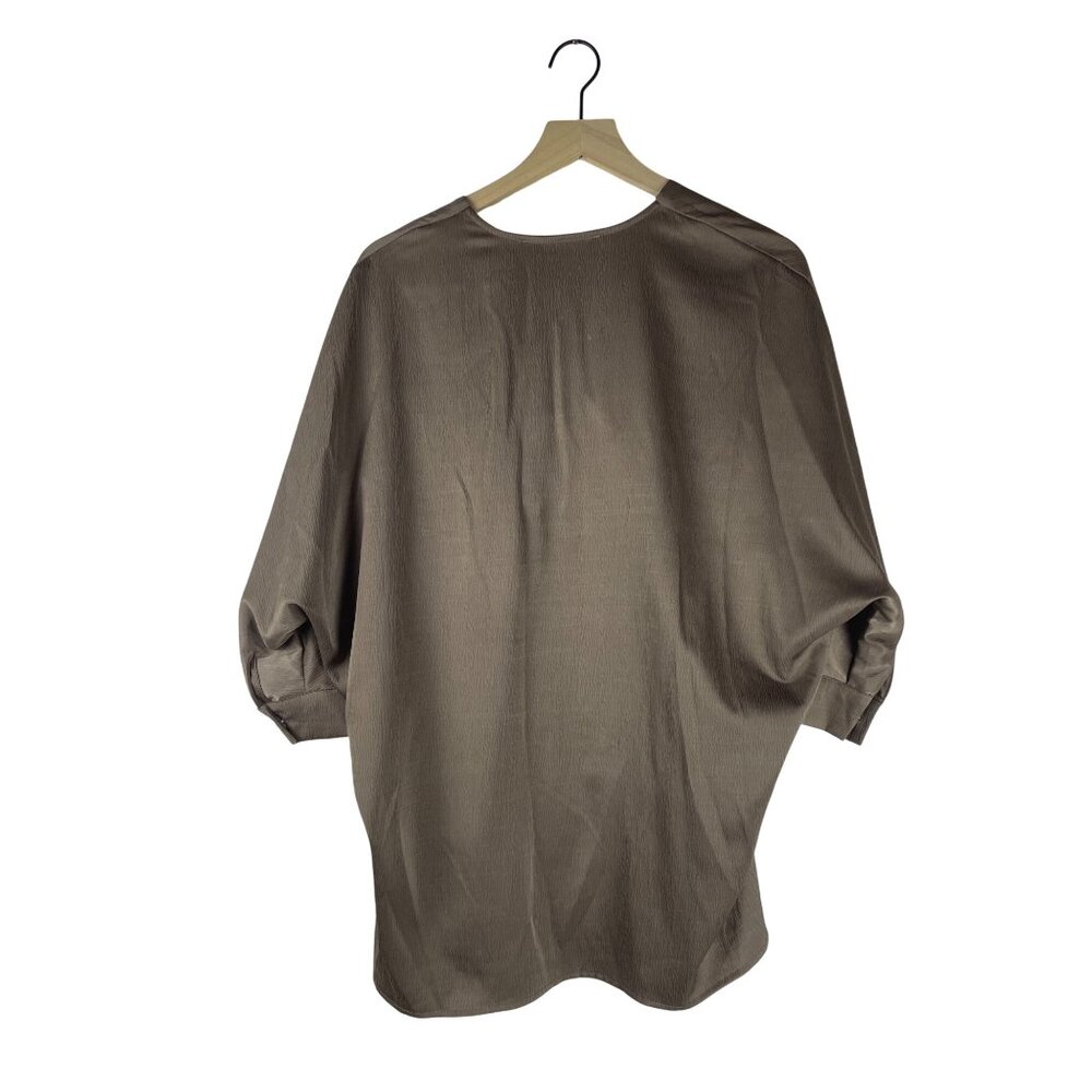 Sincerely Ours Sabine Batwing Satin Pleated Blouse Womens Small Brown Clean Girl - Picture 9 of 9